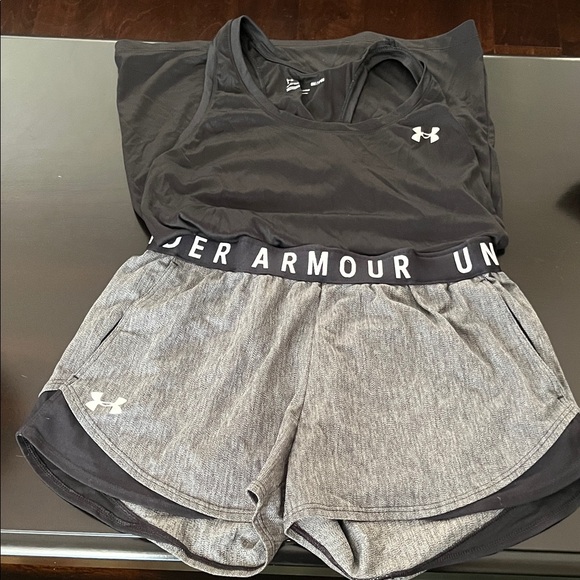 Under Armour Pants - Under Armour Black Tank and Gray Shorts Set